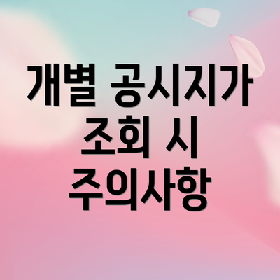 개별 공시지가 조회 시 주의사항
