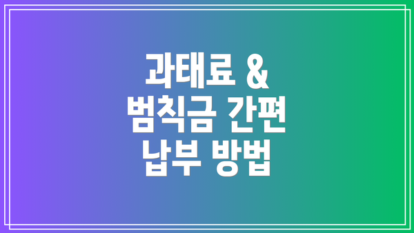 과태료 & 범칙금 간편 납부 방법