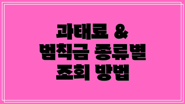 과태료 & 범칙금 종류별 조회 방법