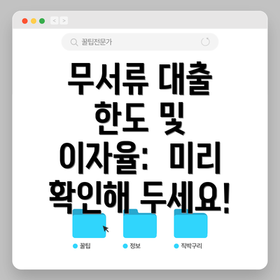 무서류 대출 한도 및 이자율:  미리 확인해 두세요!