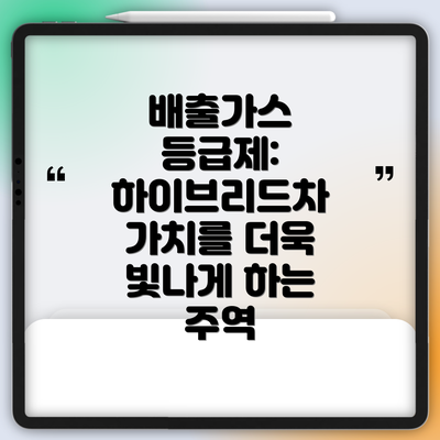 배출가스 등급제: 하이브리드차 가치를 더욱 빛나게 하는 주역