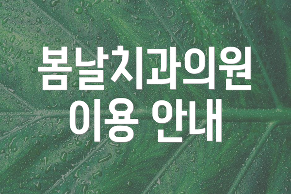 봄날치과의원 이용 안내