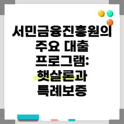 서민금융진흥원의 주요 대출 프로그램: 햇살론과 특례보증