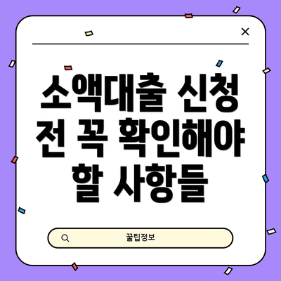 소액대출 신청 전 꼭 확인해야 할 사항들