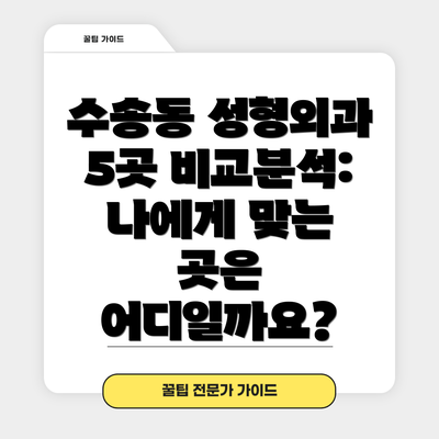 수송동 성형외과 5곳 비교분석:  나에게 맞는 곳은 어디일까요?