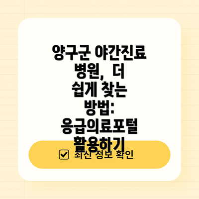 양구군 야간진료 병원,  더 쉽게 찾는 방법:  응급의료포털 활용하기