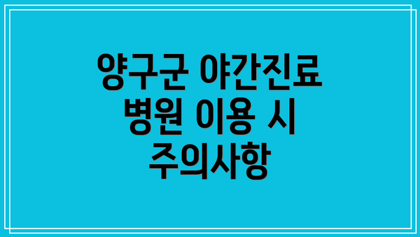 양구군 야간진료 병원 이용 시 주의사항