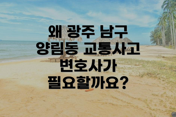 왜 광주 남구 양림동 교통사고 변호사가 필요할까요?