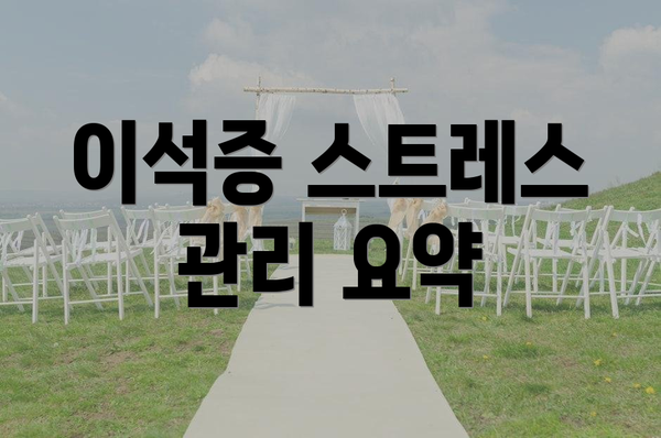 이석증 스트레스 관리 요약