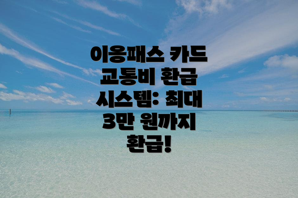 이응패스 카드 교통비 환급 시스템: 최대 3만 원까지 환급!