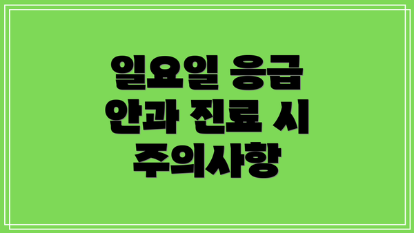 일요일 응급 안과 진료 시 주의사항