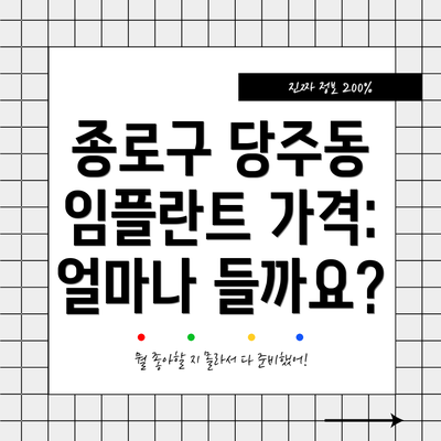 종로구 당주동 임플란트 가격: 얼마나 들까요?