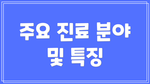 주요 진료 분야 및 특징