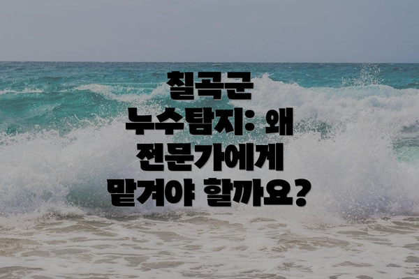 칠곡군 누수탐지: 왜 전문가에게 맡겨야 할까요?