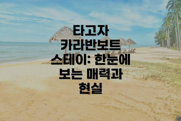 타고자 카라반보트 스테이: 한눈에 보는 매력과 현실