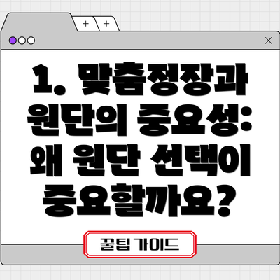 1. 맞춤정장과 원단의 중요성: 왜 원단 선택이 중요할까요?