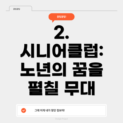 2. 시니어클럽: 노년의 꿈을 펼칠 무대