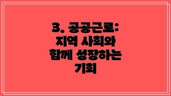 3. 공공근로: 지역 사회와 함께 성장하는 기회