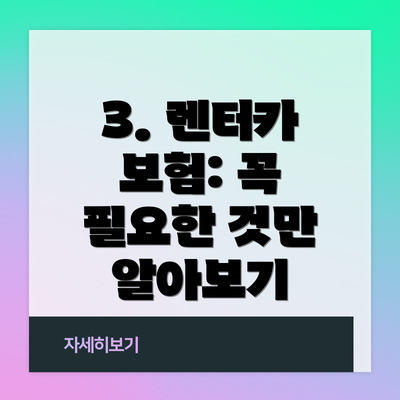 3. 렌터카 보험: 꼭 필요한 것만 알아보기
