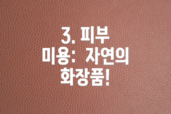 3. 피부 미용:  자연의 화장품!