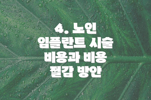 4. 노인 임플란트 시술 비용과 비용 절감 방안