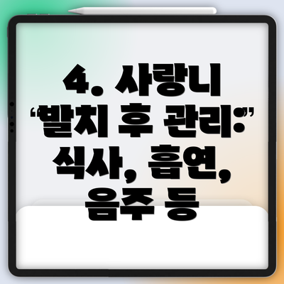 4. 사랑니 발치 후 관리: 식사, 흡연, 음주 등