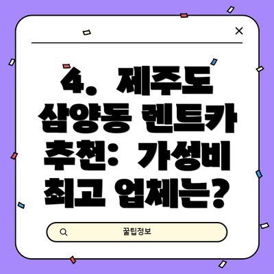 4.  제주도 삼양동 렌트카 추천:  가성비 최고 업체는?