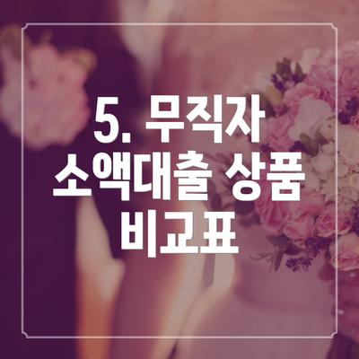 5. 무직자 소액대출 상품 비교표