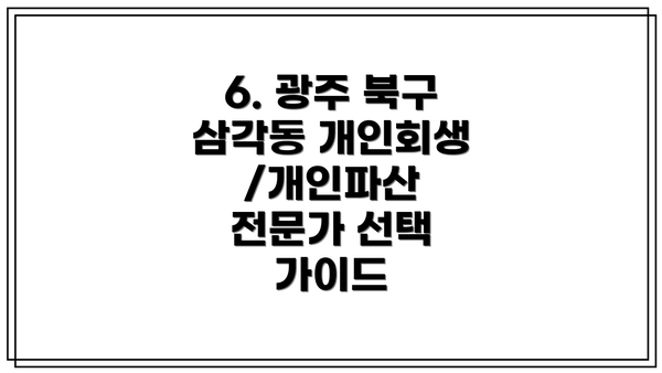 6. 광주 북구 삼각동 개인회생/개인파산 전문가 선택 가이드