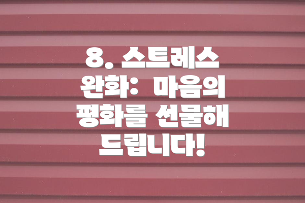 8. 스트레스 완화:  마음의 평화를 선물해 드립니다!
