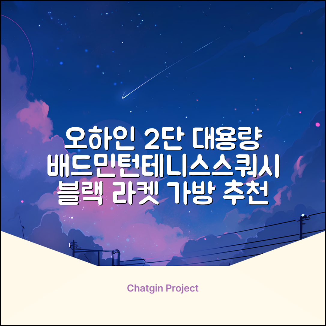 오하인 배드민턴 테니스 스쿼시 2단 대용량 라켓 가방, 블랙, 1개 추천 리뷰