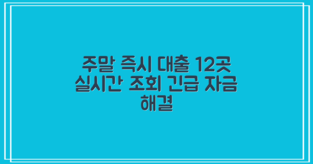 BEST12: 주말 즉시대출 가능한 곳: 12곳, 실시간 한도 확인으로 긴급 자금 해결