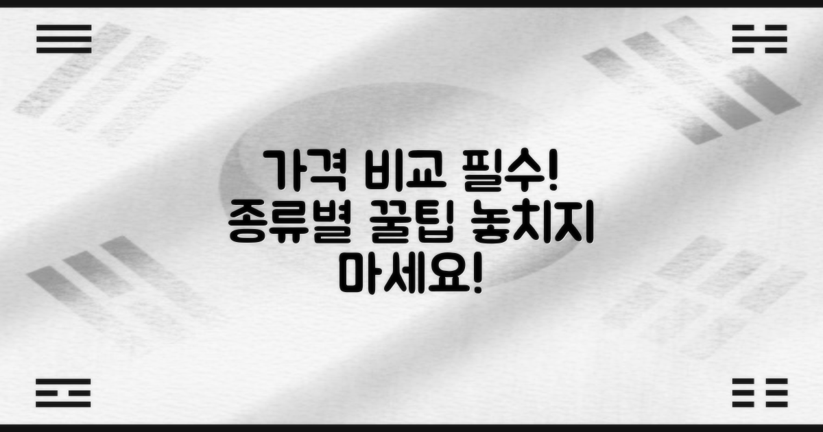 종류별 가격 비교 필수!